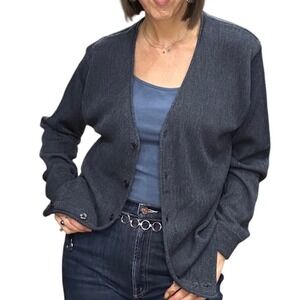 Classics by PalmLand Vintage Mens Dark Blue‎ Acrylic Button Up Cardigan Sweater